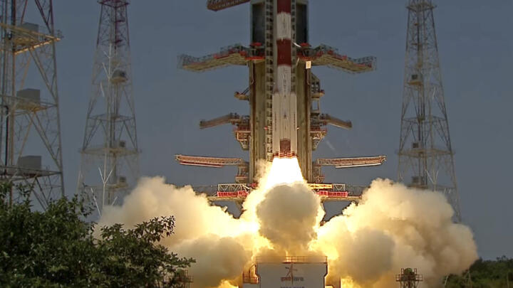 The Aditya-L1 spacecraft lifts off on board a satellite launch vehicle from the space centre in Sriharikota on September 2, 2023. 